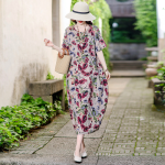 1024 New Summer Style Cotton Linen Dress with Pockets, Plus Size, Loose Fit, Over-the-Knee, Cotton Silk Long Dress, Item No. M2264 - Image 3