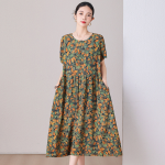 1106 New summer cotton short-sleeved dress for middle-aged and elderly women, mid-length, stylish printed synthetic cotton dress, item number 8940. - Image 2