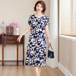 1012 Floral print cotton dress, summer style, cotton pajamas, suitable for women aged 40-50, over-the-knee, synthetic cotton nightgown, item number AS5293 - Image 5
