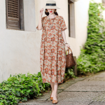 1024 New Summer Style Cotton Linen Dress with Pockets, Plus Size, Loose Fit, Over-the-Knee, Cotton Silk Long Dress, Item No. M2264 - Image 6