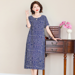 1012 Floral print cotton dress, summer style, cotton pajamas, suitable for women aged 40-50, over-the-knee, synthetic cotton nightgown, item number AS5293 - Image 3