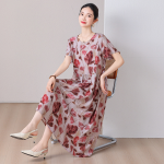 1106 New summer cotton short-sleeved dress for middle-aged and elderly women, mid-length, stylish printed synthetic cotton dress, item number 8940. - Image 9