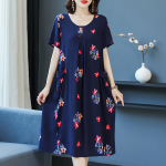 1025 Women's Summer Cotton Dress, 2026 New Style, Plus Size, Long Dress for Middle-Aged and Elderly Women, No. M2264 - Image 5