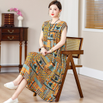 1103 New summer cotton dress for middle-aged and elderly mothers, long, plus size, loose fit, item number M27951 - Image 5