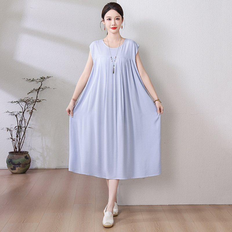8d451b01f0539e64ece17e2b01a2c75a 1023 New Summer Cotton Dress for Women, Long, Plus Size, Loose Fit, Item No. M0713 - Image 1