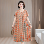 1025 Women's Summer Cotton Dress, 2026 New Style, Plus Size, Long Dress for Middle-Aged and Elderly Women, No. M2264 - Image 3