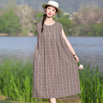 1023 New Summer Cotton Dress for Women, Long, Plus Size, Loose Fit, Item No. M0713 - Image 6