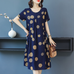 1025 Women's Summer Cotton Dress, 2026 New Style, Plus Size, Long Dress for Middle-Aged and Elderly Women, No. M2264 - Image 4
