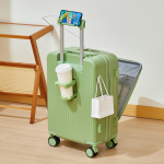 1017 New front-opening carry-on suitcase, trolley case, multi-functional, large-capacity, combination lock case, sturdy and durable. Item No. 0234 - Image 4