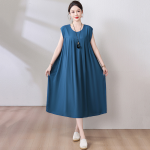 1023 New Summer Cotton Dress for Women, Long, Plus Size, Loose Fit, Item No. M0713 - Image 10