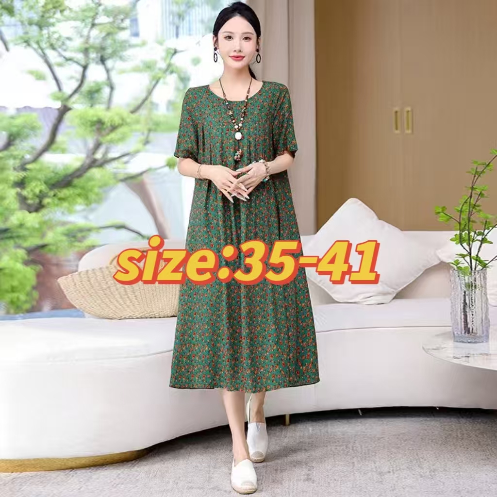 b77886118360f27dd3027edcf09b04e2 1107 Women's summer cotton dress, plus size, loose fit, suitable for young women, loungewear, nightgown, can be worn outside. Item number 8861 - Image 1