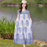 1010 2026 New Summer Cotton Dress for Women, Long, Plus Size, Loose Fit, Item No. 5293 - Image 9