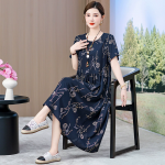 1106 New summer cotton short-sleeved dress for middle-aged and elderly women, mid-length, stylish printed synthetic cotton dress, item number 8940. - Image 8