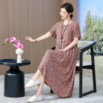 1106 New summer cotton short-sleeved dress for middle-aged and elderly women, mid-length, stylish printed synthetic cotton dress, item number 8940. - Image 6