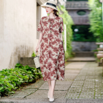 1024 New Summer Style Cotton Linen Dress with Pockets, Plus Size, Loose Fit, Over-the-Knee, Cotton Silk Long Dress, Item No. M2264 - Image 5