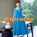 1103 New summer cotton dress for middle-aged and elderly mothers, long, plus size, loose fit, item number M27951
