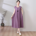 1023 New Summer Cotton Dress for Women, Long, Plus Size, Loose Fit, Item No. M0713 - Image 9